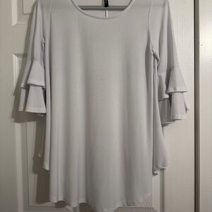 White Ruffle Sleeve Tunic Top